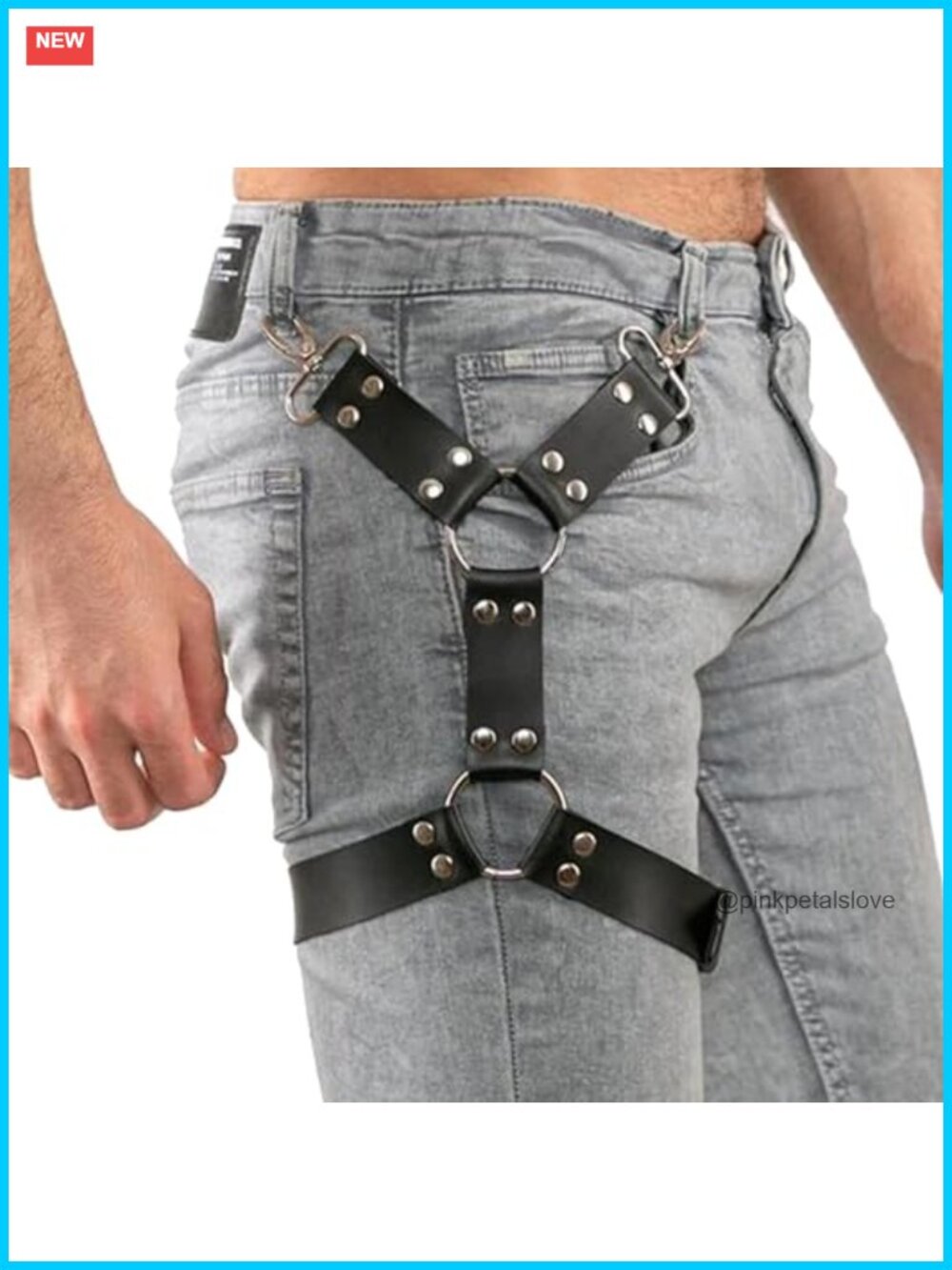 PU Leather Leg Harness with Adjustable Buckle Straps for Rave Costume